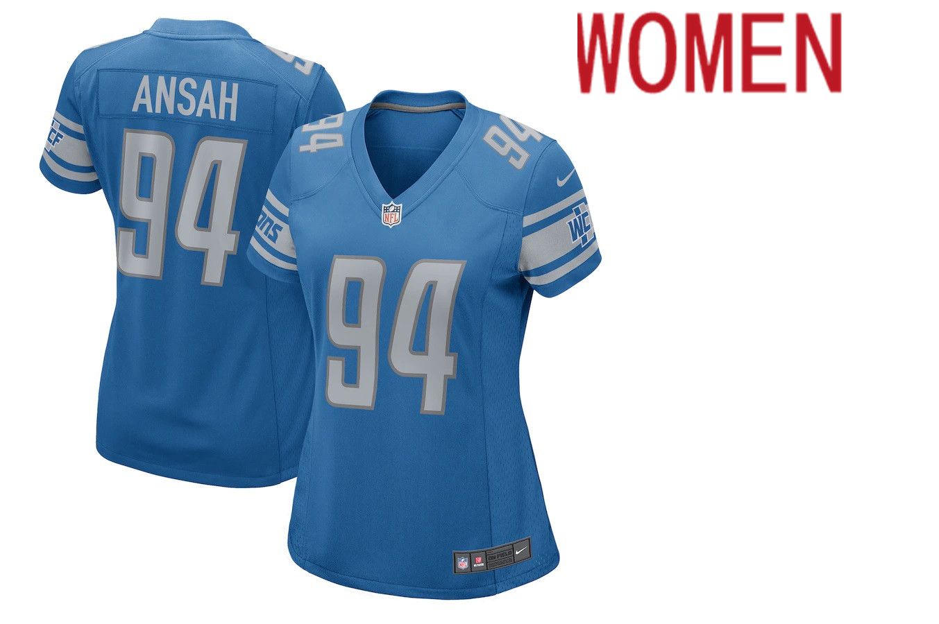 Women Detroit Lions #94 Ziggy Ansah Nike Blue 2017 Game NFL Jersey
